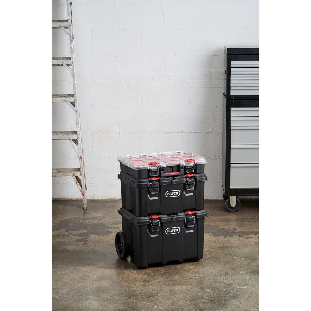 Keter Stack-n-Roll – Système modulaire 3 pièces de rangement et d'organisation d'outils mobile en résine durable