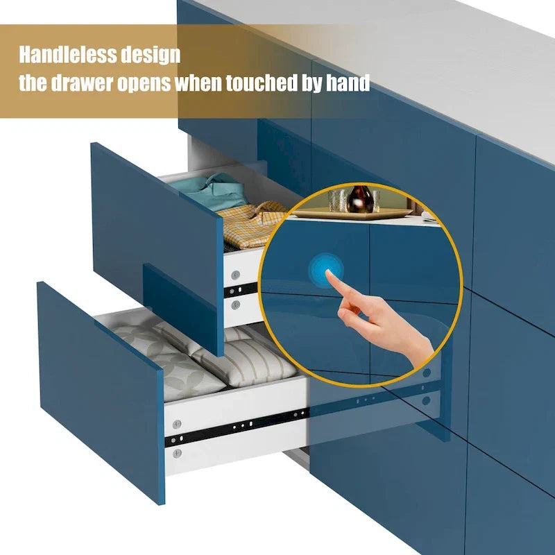 Commode à 9 tiroirs Tour de rangement pour chambre à coucher avec lumière