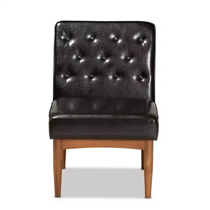 Chaise de salle à manger en bois avec assise rembourrée en similicuir