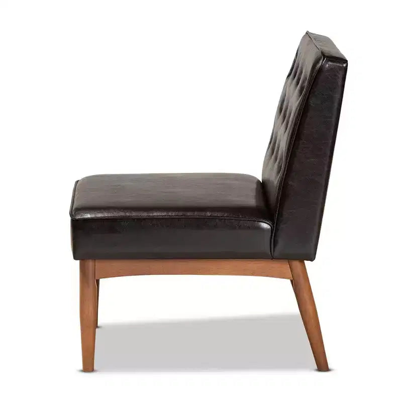Chaise de salle à manger en bois avec assise rembourrée en similicuir