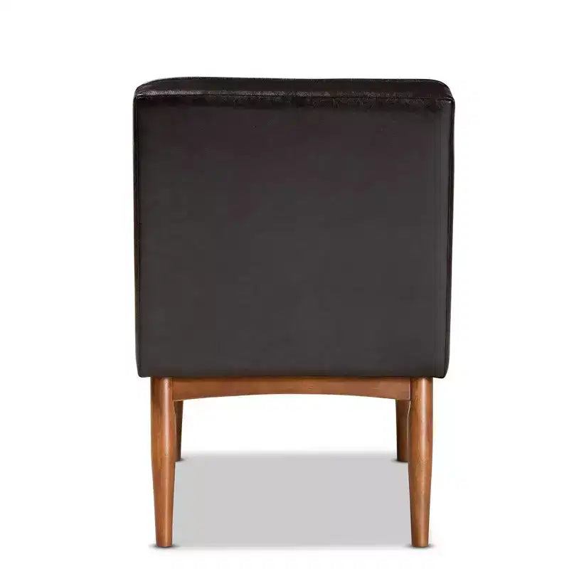 Chaise de salle à manger en bois avec assise rembourrée en similicuir