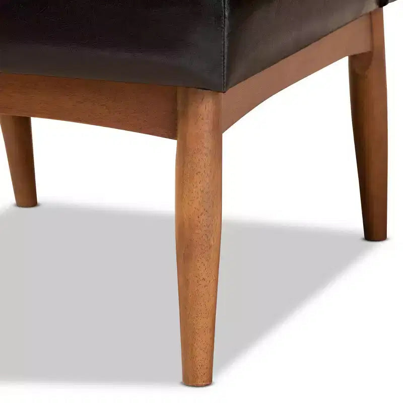 Chaise de salle à manger en bois avec assise rembourrée en similicuir