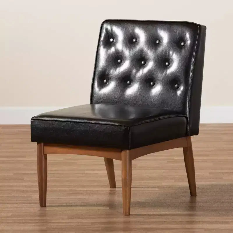 Chaise de salle à manger en bois avec assise rembourrée en similicuir