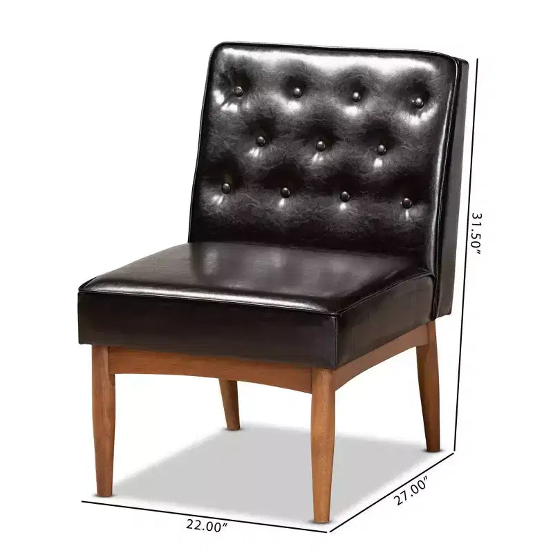 Chaise de salle à manger en bois avec assise rembourrée en similicuir