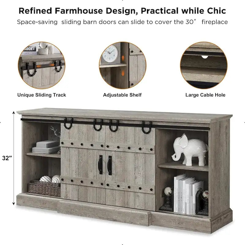 Meuble TV Cheminée de Ferme, Meuble Multimédia, Console Multimédia