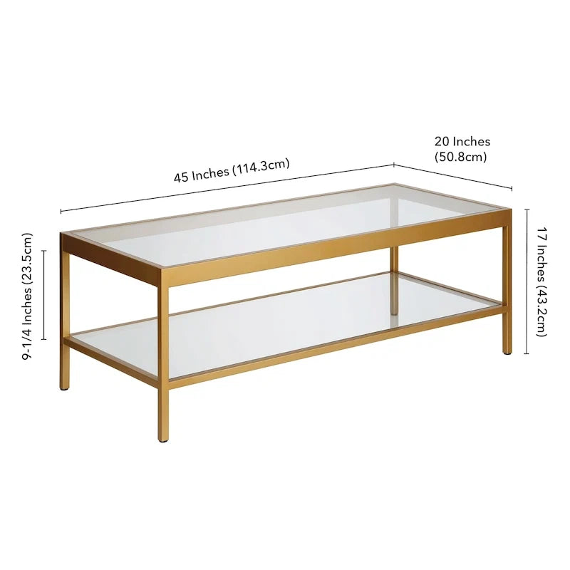Table basse Alexis en métal et verre