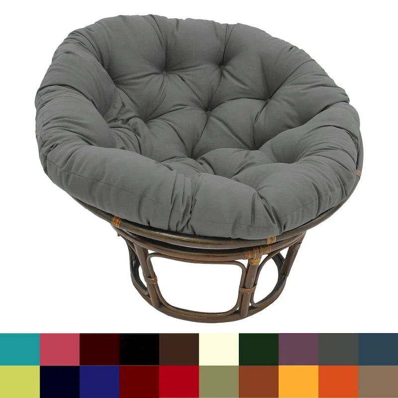 Fauteuil Papasan en rotin de 42 pouces avec coussin en sergé