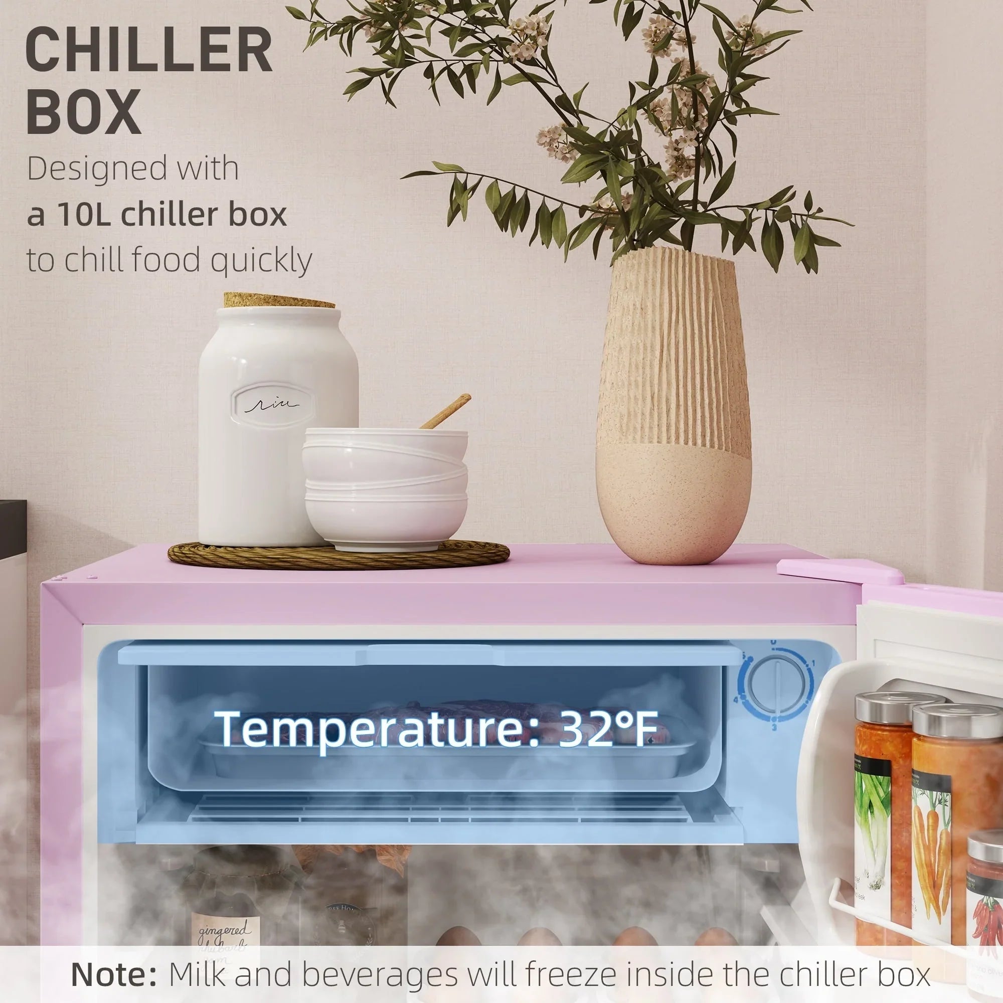 Mini-réfrigérateur de 3,2 pi³ avec congélateur, réfrigérateur compact à porte unique avec thermostat réglable pour chambre à coucher