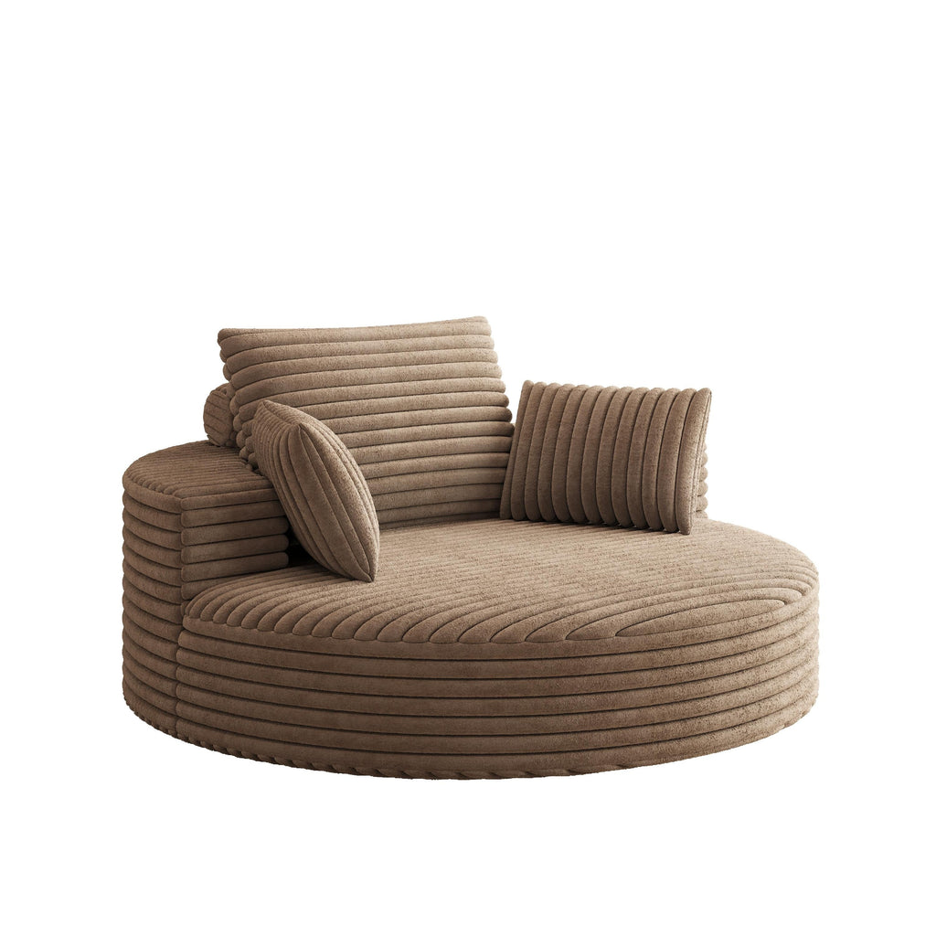 Fauteuil pivotant simple en velours côtelé et chenille avec rembourrage en mousse