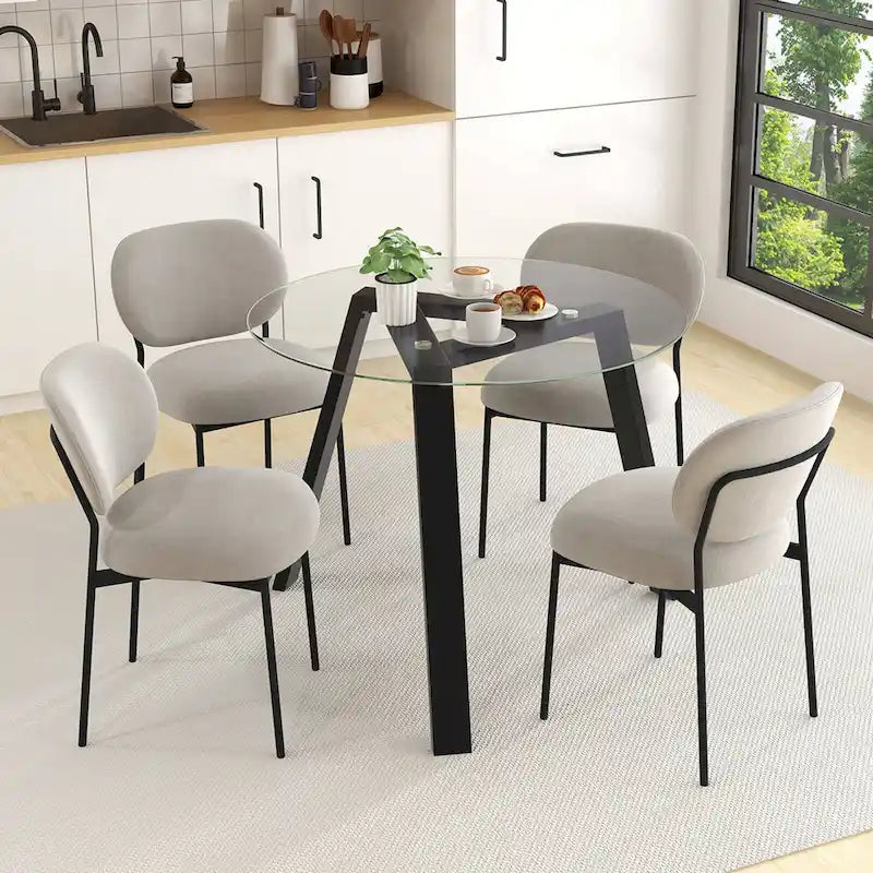Table de salle à manger ronde en verre Costway 36" pour 4 personnes avec plateau en verre trempé - Voir détails