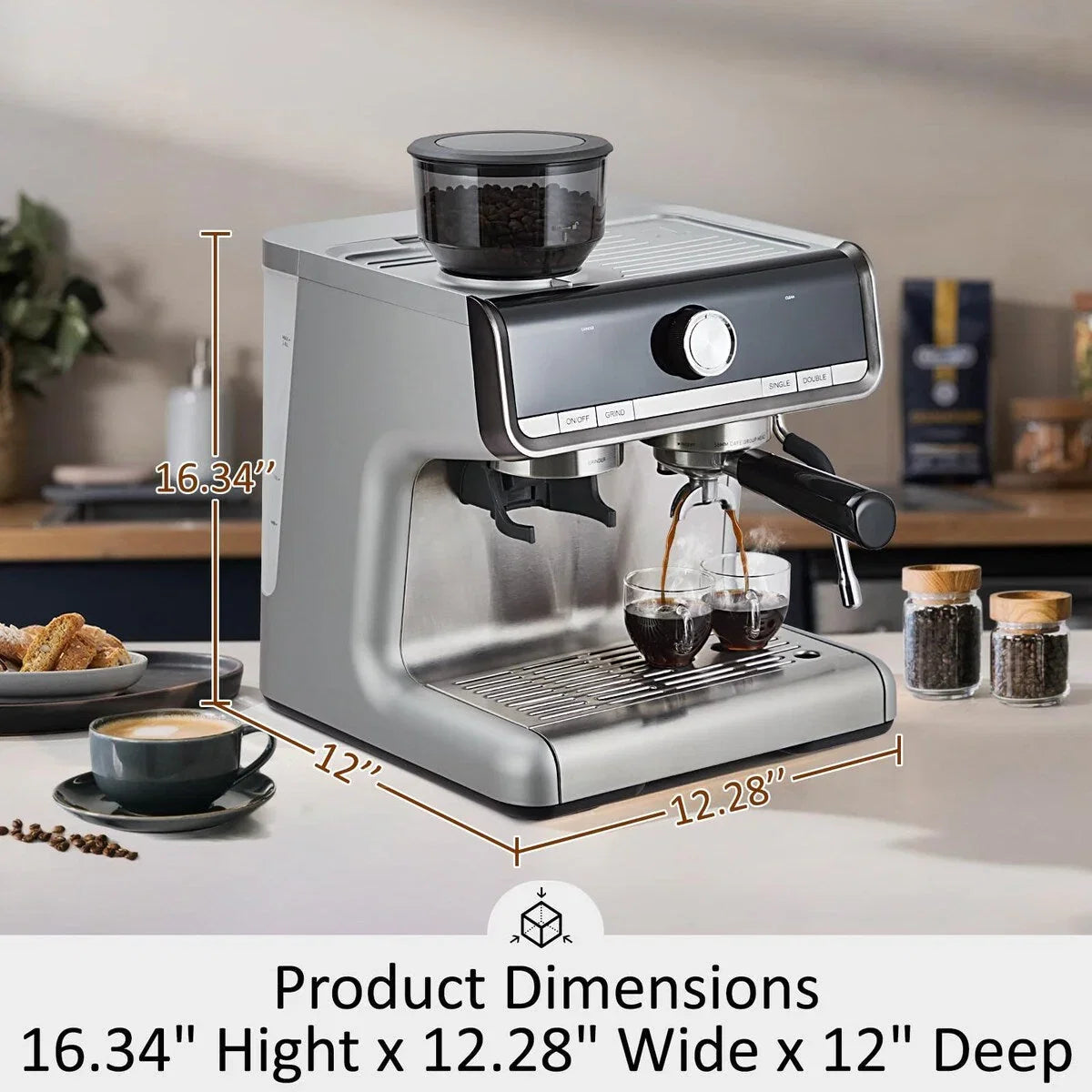 Machine à café expresso, avec moulin, réservoir d'eau de 2,8 L