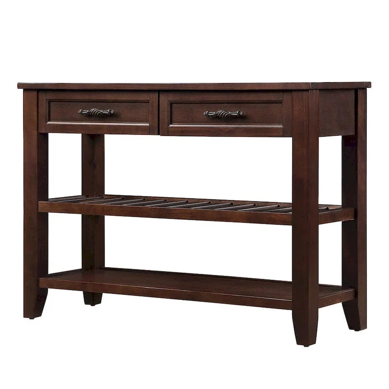 Table console de 42 po avec tiroirs et étagères à niveaux