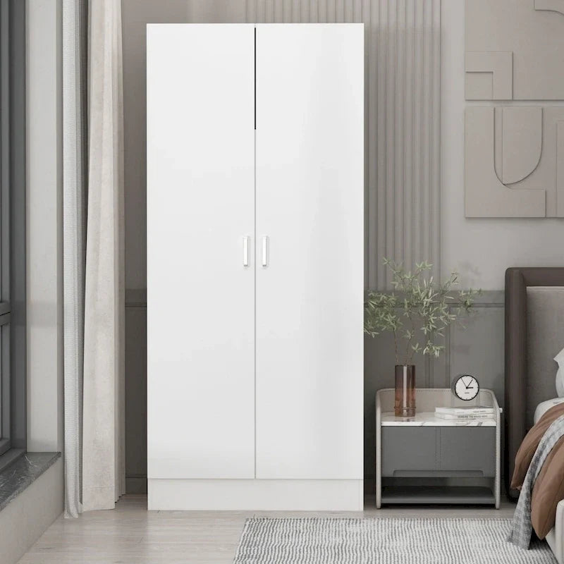 Armoire de chambre autonome à 2 portes avec tringle à vêtements