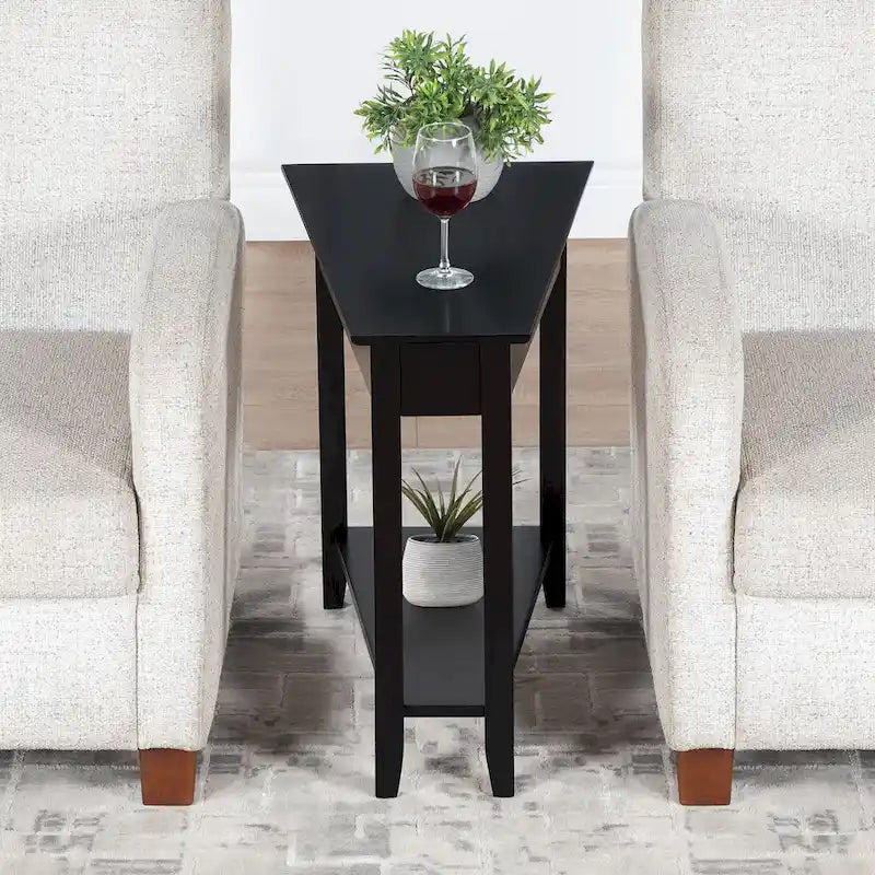 Table d'appoint d'angle American Heritage avec étagère de Convenience Concepts