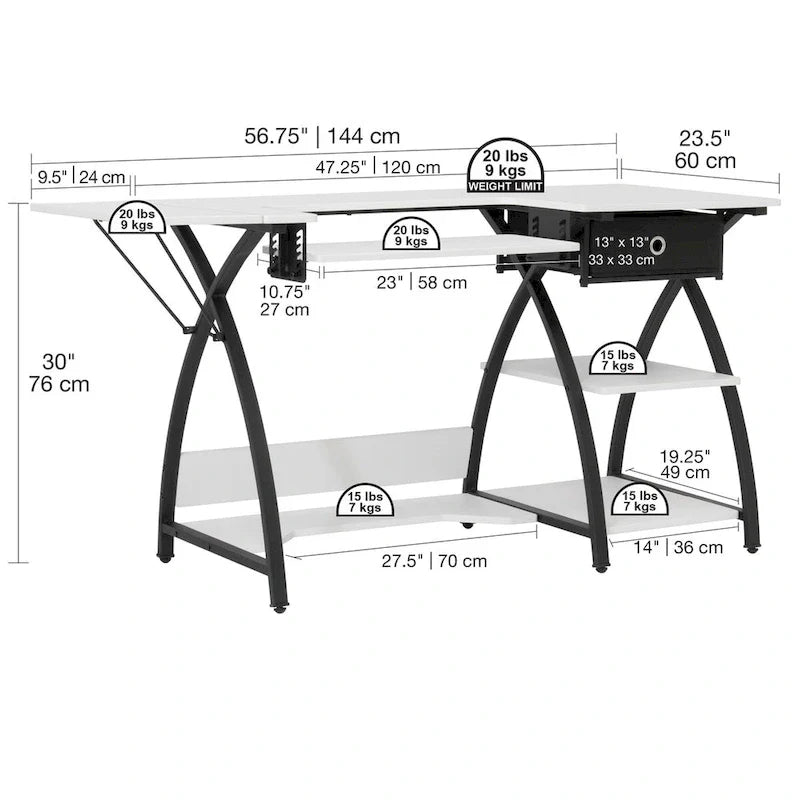 Bureau de couture Comet Plus avec ou sans grilles sur le dessus pour la coupe