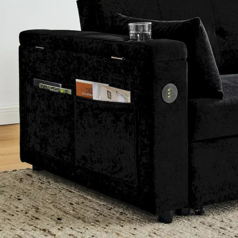 Canapé convertible 54 pouces avec lit gigogne, double assise, fonction relax