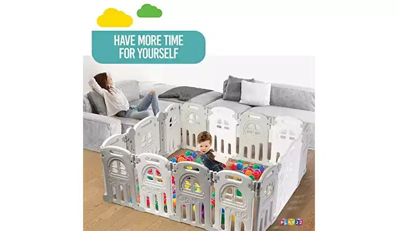 Parc pour bébé 14 panneaux, forme ajustable et pliable