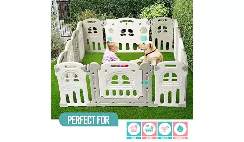 Parc pour bébé 14 panneaux, forme ajustable et pliable