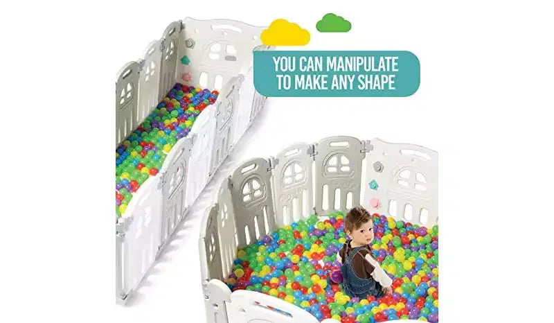 Parc pour bébé 14 panneaux, forme ajustable et pliable