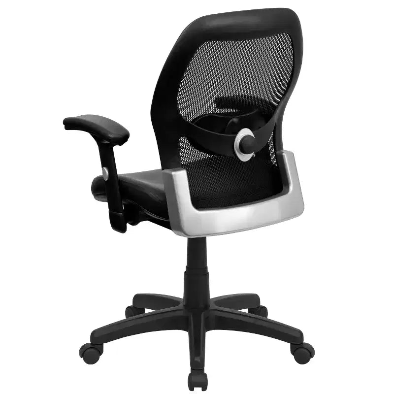 Chaise de bureau pivotante de direction à dossier mi-haut en maille avec accoudoirs réglables