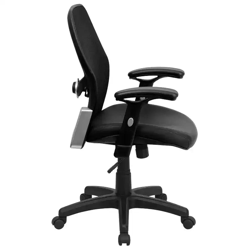 Chaise de bureau pivotante de direction à dossier mi-haut en maille avec accoudoirs réglables