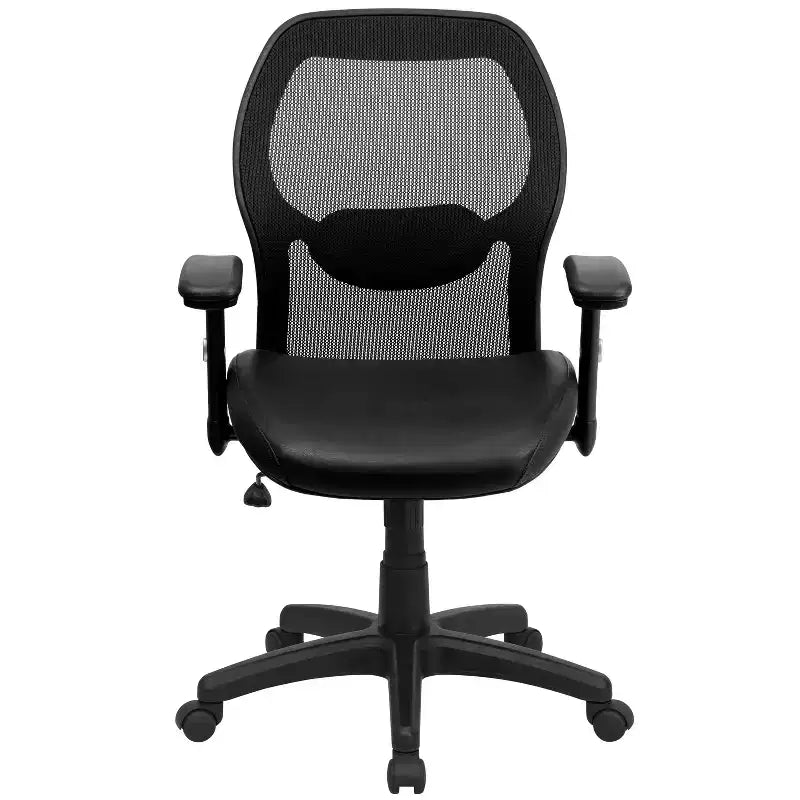 Chaise de bureau pivotante de direction à dossier mi-haut en maille avec accoudoirs réglables