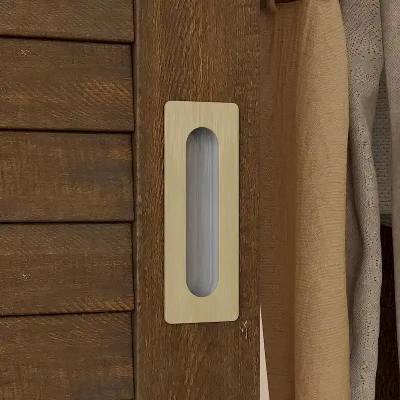 Armoire-penderie marron avec tiroirs, tringle et 4 portes coulissantes