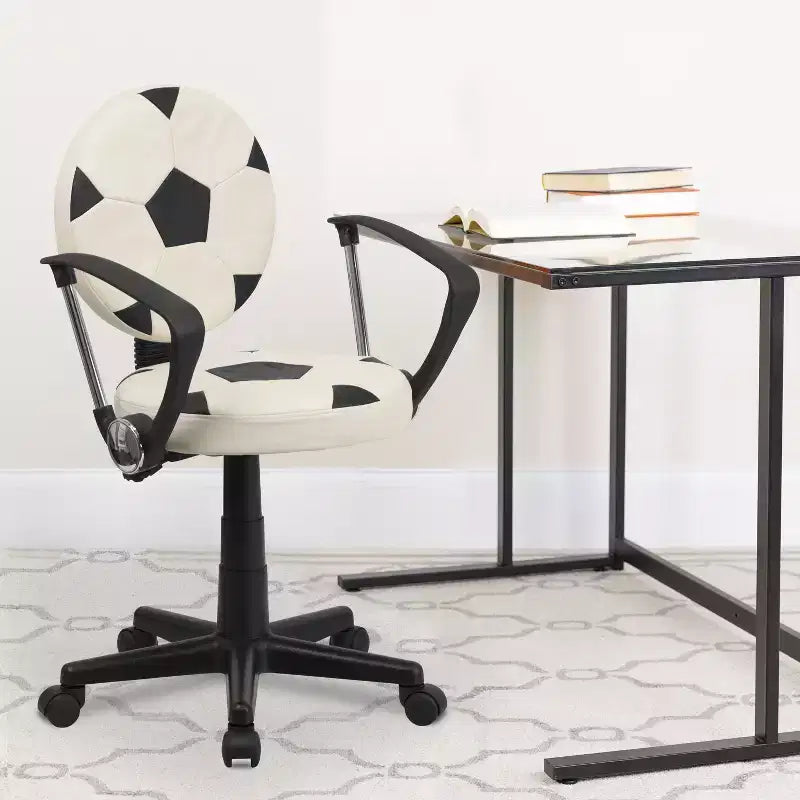 Fauteuil de bureau pivotant sur le thème du sport avec accoudoirs, motif ballon de basketball