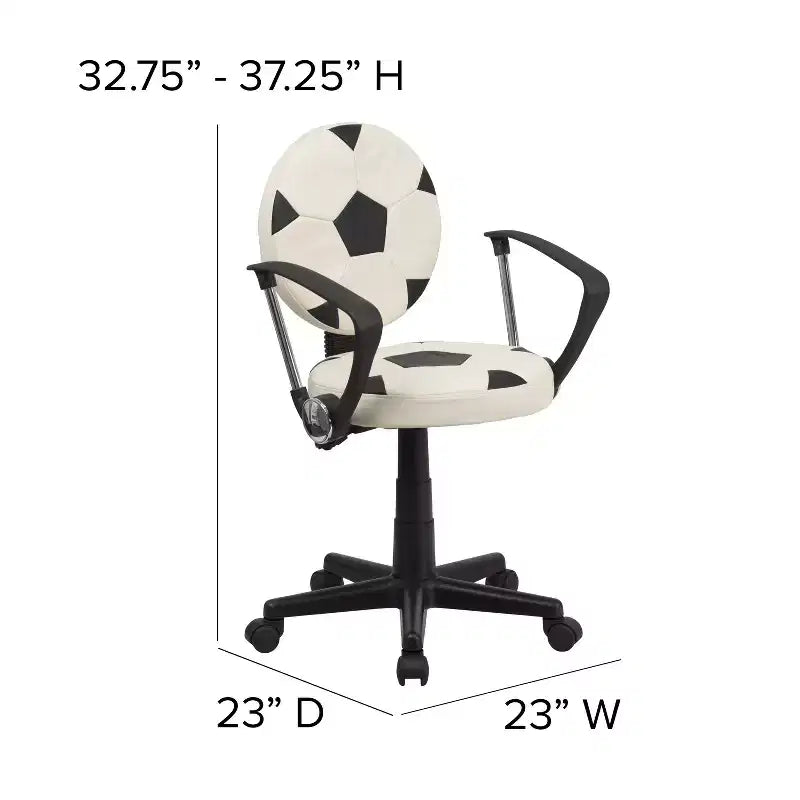 Fauteuil de bureau pivotant sur le thème du sport avec accoudoirs, motif ballon de basketball