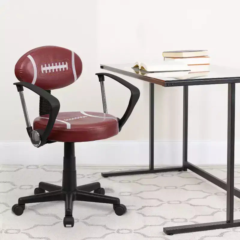 Fauteuil de bureau pivotant sur le thème du sport avec accoudoirs, motif ballon de basketball