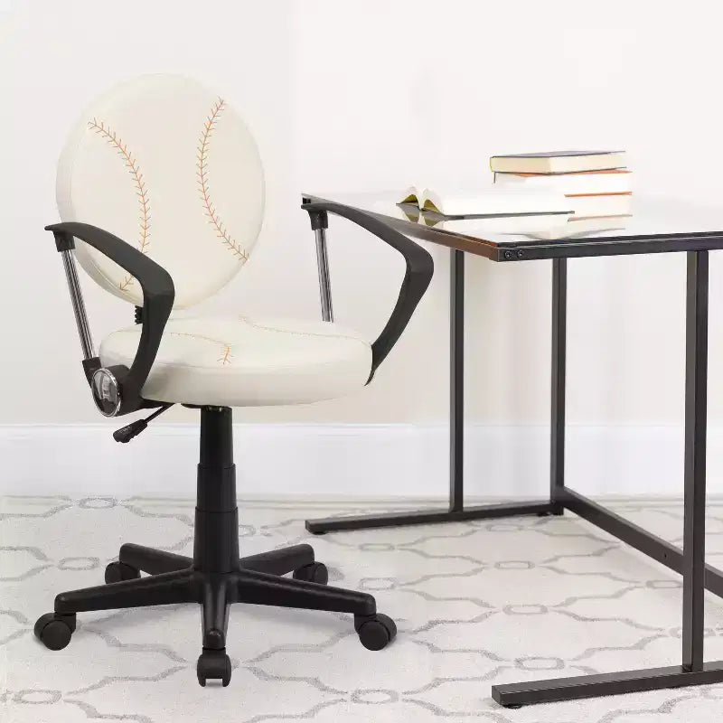 Fauteuil de bureau pivotant sur le thème du sport avec accoudoirs, motif ballon de basketball