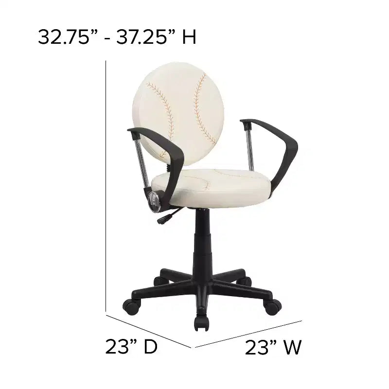 Fauteuil de bureau pivotant sur le thème du sport avec accoudoirs, motif ballon de basketball