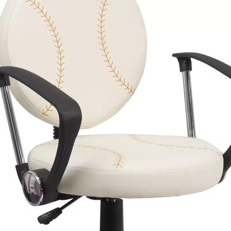 Fauteuil de bureau pivotant sur le thème du sport avec accoudoirs, motif ballon de basketball