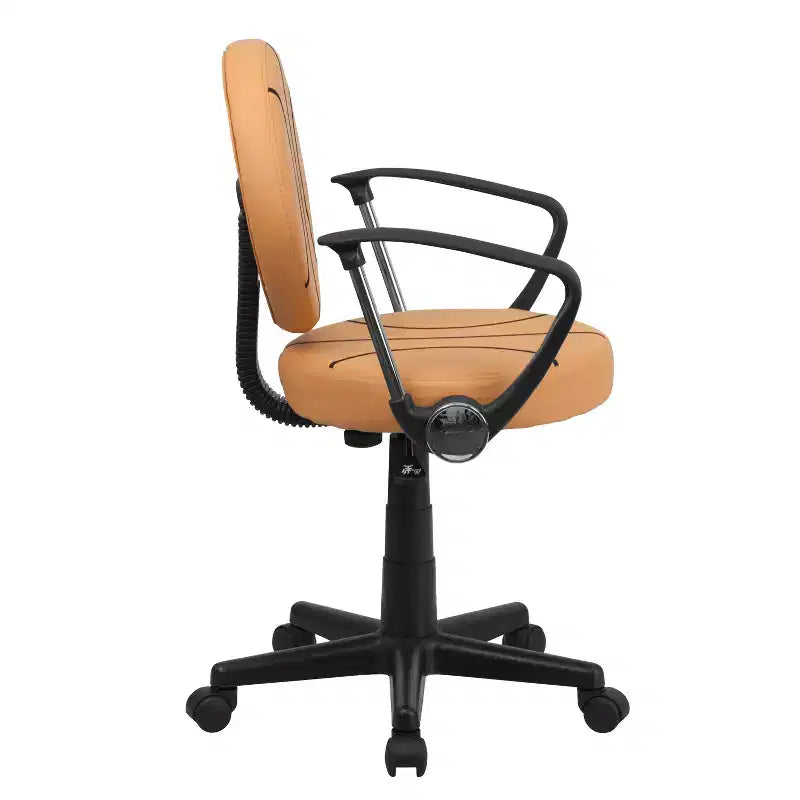 Fauteuil de bureau pivotant sur le thème du sport avec accoudoirs, motif ballon de basketball