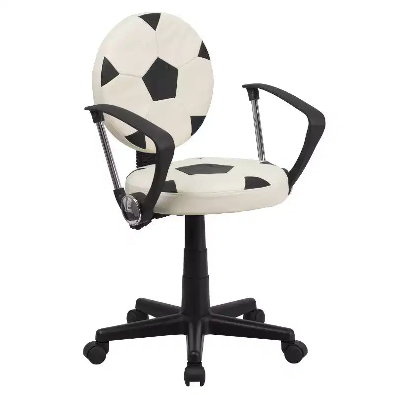 Fauteuil de bureau pivotant sur le thème du sport avec accoudoirs, motif ballon de basketball