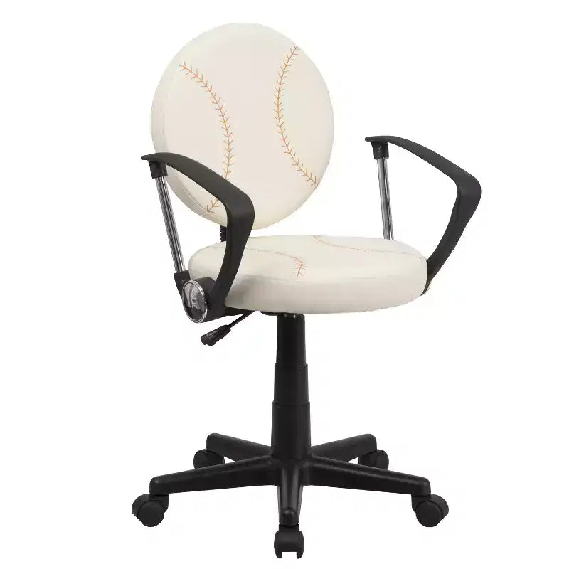 Fauteuil de bureau pivotant sur le thème du sport avec accoudoirs, motif ballon de basketball