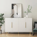 Bahut avec portes décoratives cannelées, buffet en bois avec poignées métalliques, meuble de rangement avec étagères réglables