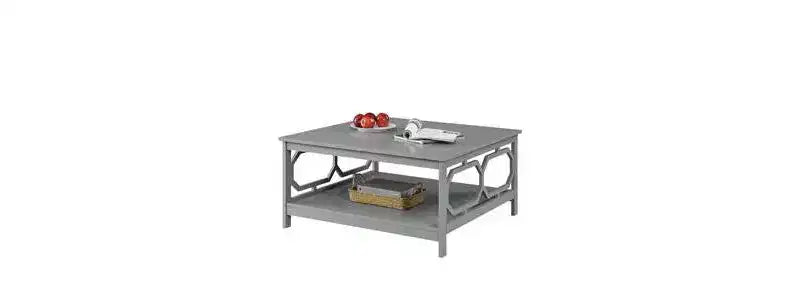 Table basse carrée de 36 po avec étagère ouverte, composite de bois noir