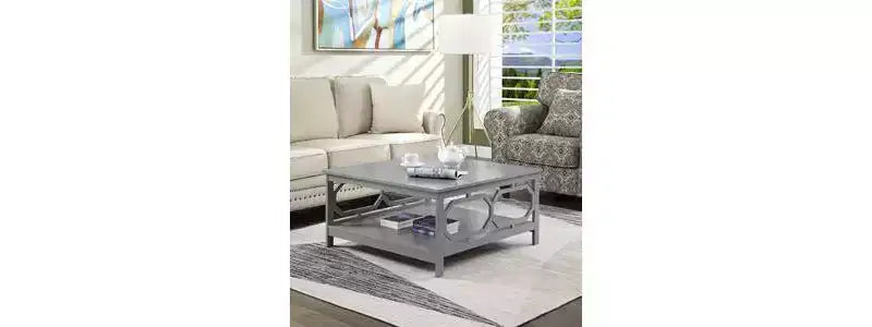 Table basse carrée de 36 po avec étagère ouverte, composite de bois noir