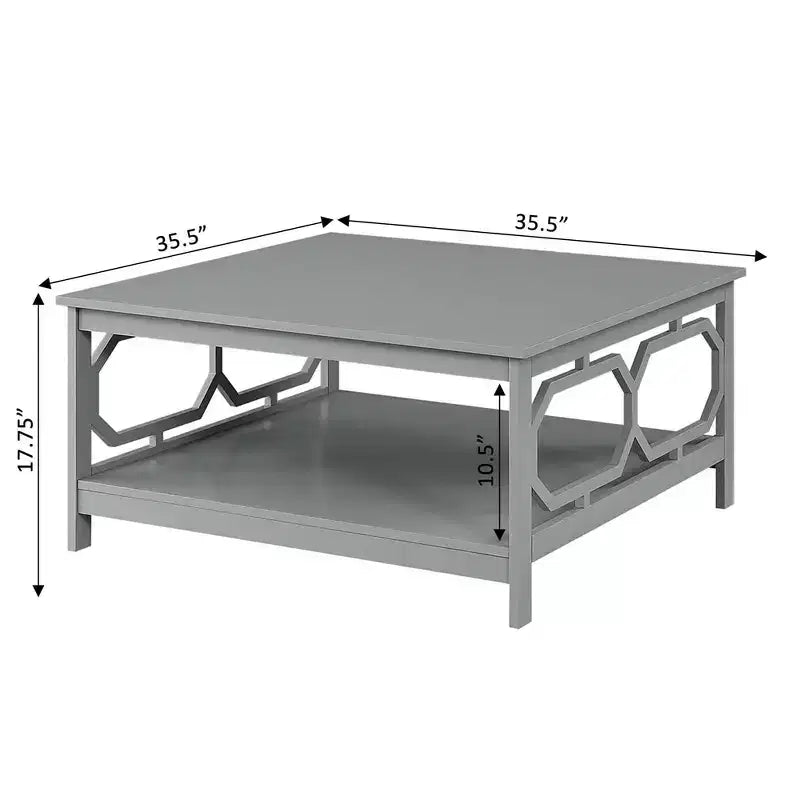Table basse carrée de 36 po avec étagère ouverte, composite de bois noir