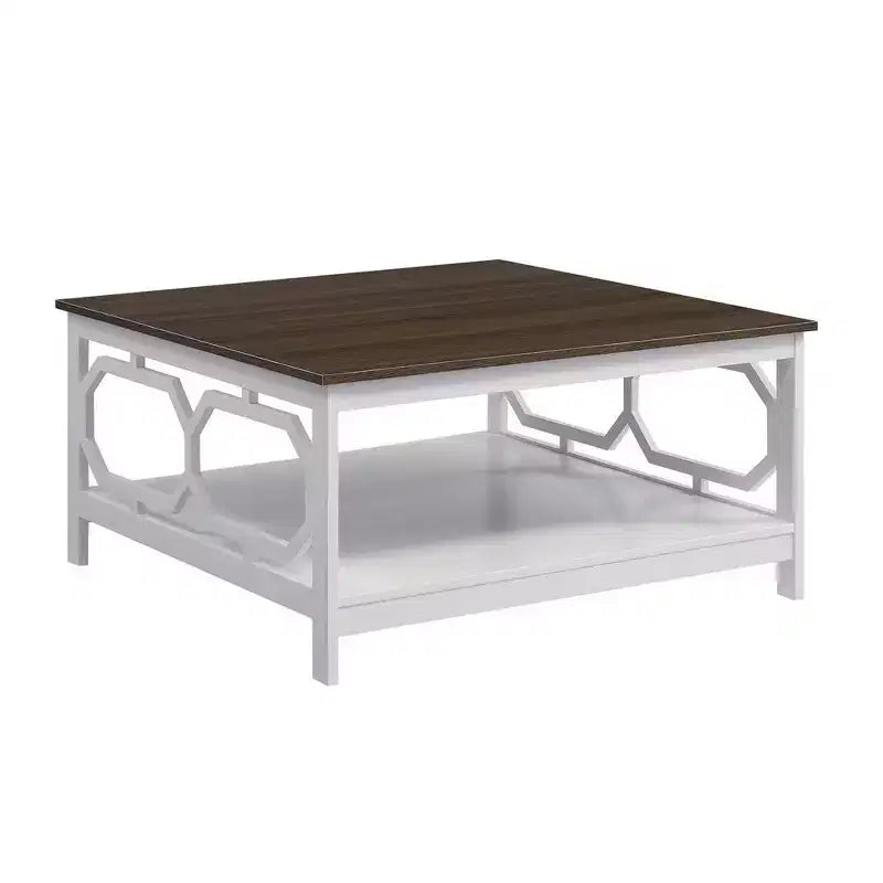 Table basse carrée de 36 po avec étagère ouverte, composite de bois noir