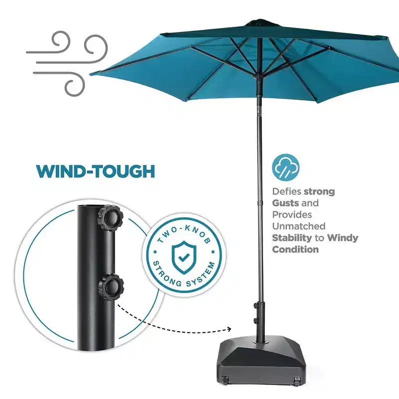 Pied de parasol mobile robuste et remplissable pour terrasse, capacité 55 kg, noir