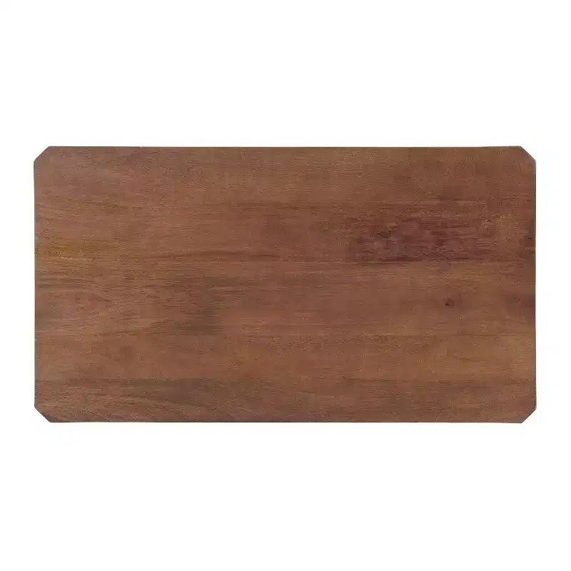 Table basse rectangulaire à deux niveaux en manguier massif, brun naturel