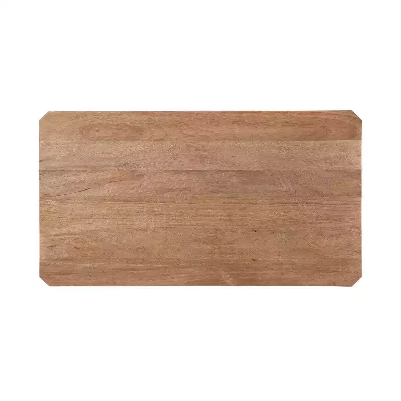 Table basse rectangulaire à deux niveaux en manguier massif, brun naturel