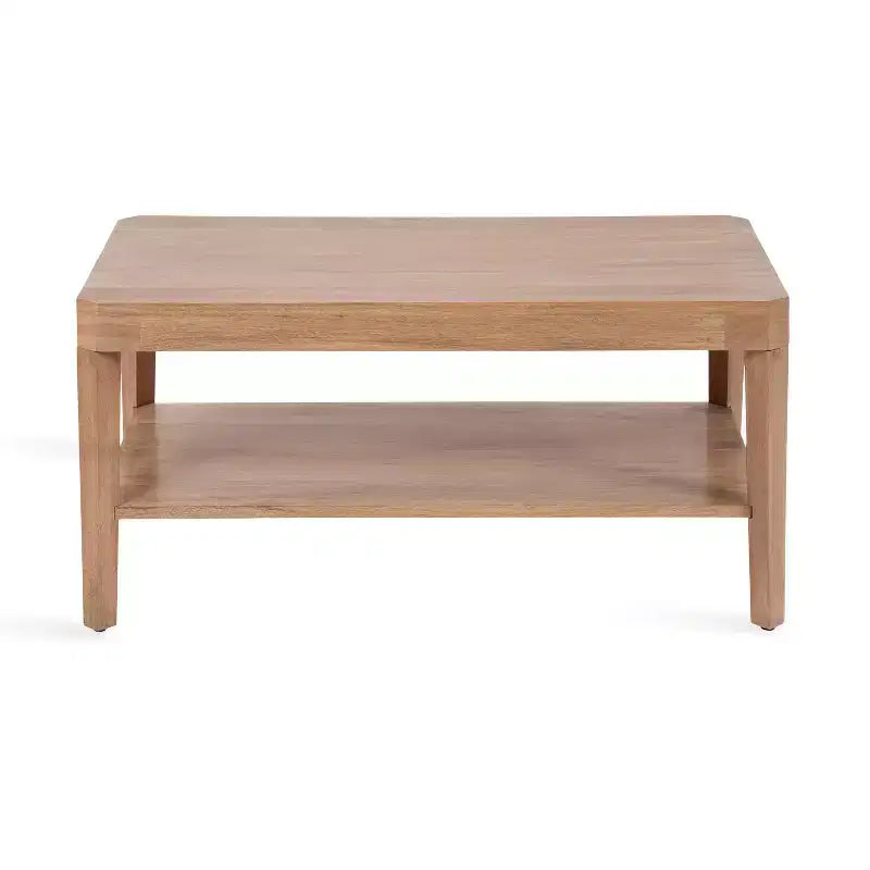 Table basse rectangulaire à deux niveaux en manguier massif, brun naturel
