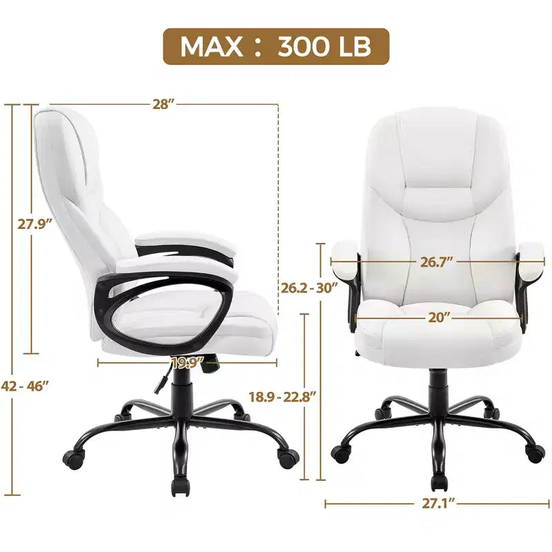 Fauteuil de bureau de direction en similicuir avec dossier haut ergonomique, noir