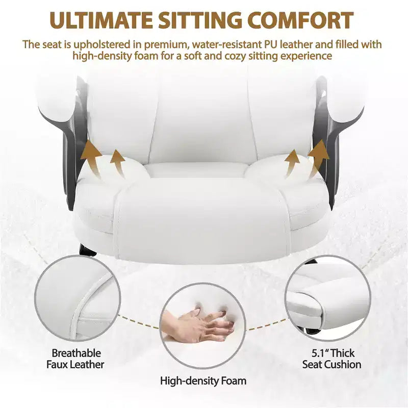 Fauteuil de bureau de direction en similicuir avec dossier haut ergonomique, noir