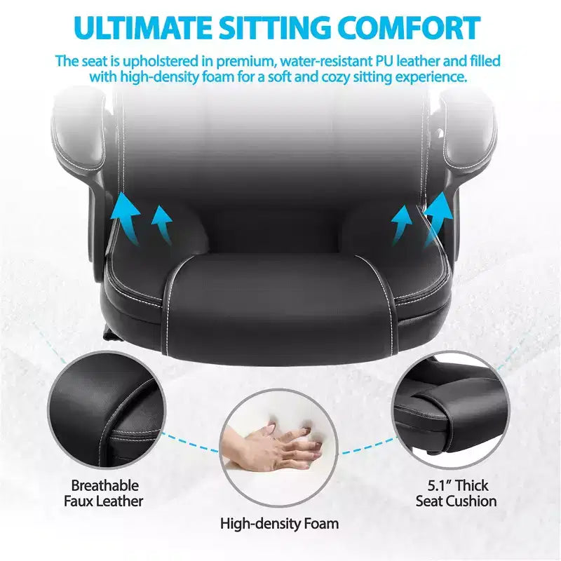 Fauteuil de bureau de direction en similicuir avec dossier haut ergonomique, noir