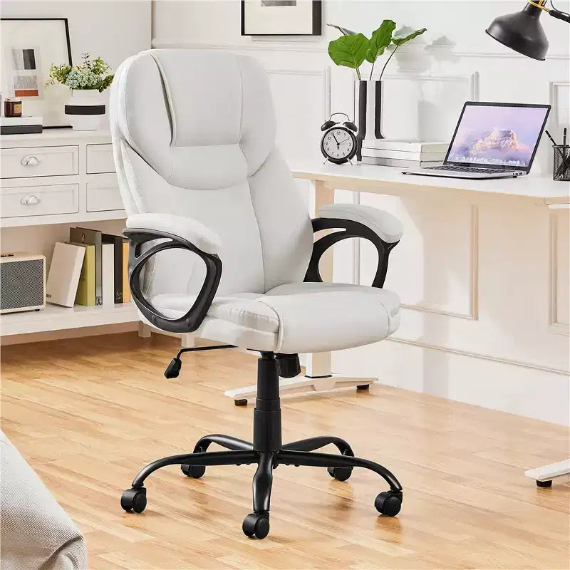 Fauteuil de bureau de direction en similicuir avec dossier haut ergonomique, noir