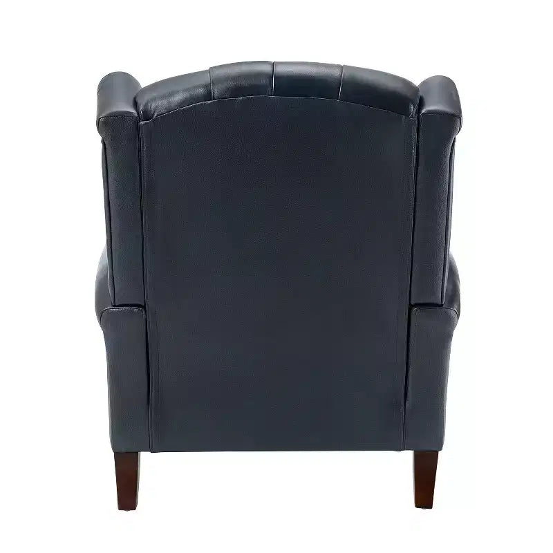 Fauteuil cabriolet en cuir véritable de 84 cm de large avec pieds fuselés en bois et garniture cloutée
